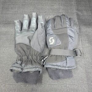 SCOTT Winter Ski Gloves Leather Palm Waterproof Snow Ski Black Men's 7 (Med)